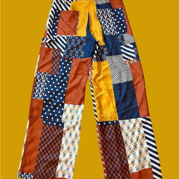 Tory Burch silk patchwork wide leg pants - Picture 2 of 7